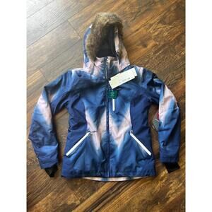 NWT Roxy Jet Ski Premium Snow Jacket Medieval Blue Chevron Size Large